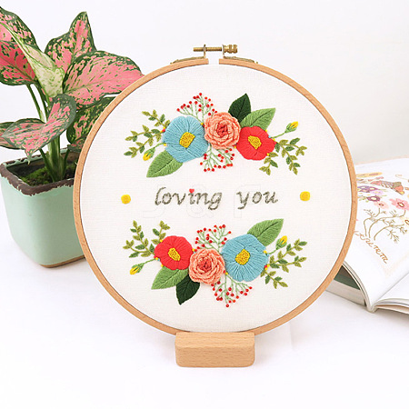 Flower Pattern DIY Embroidery Kit DIY-P077-119-1