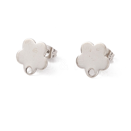 Non-Tarnish 201 Stainless Steel Stud Earring Findings with Hole EJEW-A071-10B-P-1