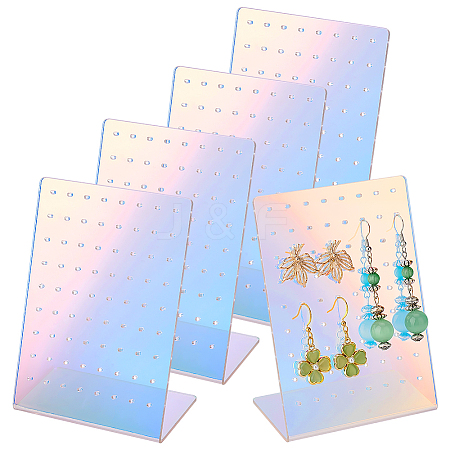 72-Hole Laser Acrylic Slant Back Earring Display Stands EDIS-WH0022-21C-1