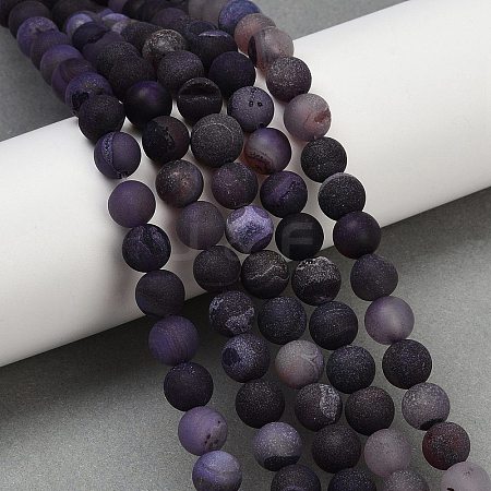 Natural Druzy Agate Beads Strands G-NH0024-A05-8mm-1