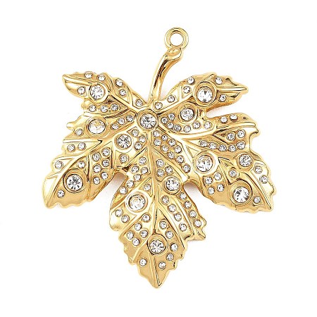 304 Stainless Steel with Rhinestone Big Pendants STAS-Z186-02G-01-1