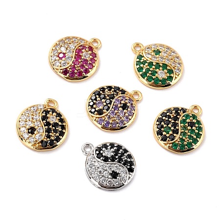 Eco-Friendly Brass Micro Pave Cubic Zirconia Charms ZIRC-C027-10-RS-1