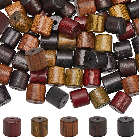 80Pcs 5 Colors Natural Wood Beads WOOD-SC0002-11-1
