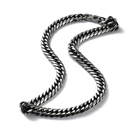 Ion Plating(IP) 304 Stainless Steel Cuban Link Chain Necklace NJEW-P288-01D-AS-1