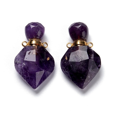 Natural Amethyst Perfume Bottle Pendants G-D058-11G-07-1