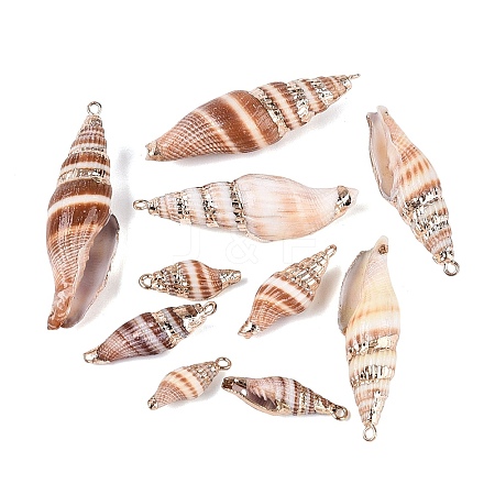Electroplate Natural Spiral Shell Big Pendants SSHEL-Q100-27KCG-1