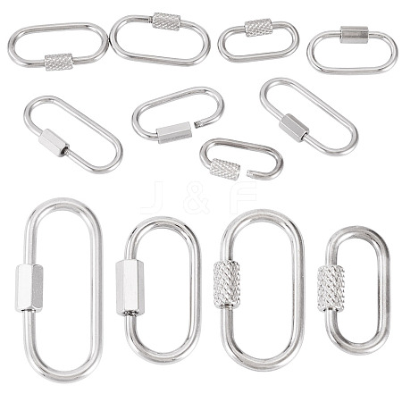 8Pcs 4 Styles 304 Stainless Steel Screw Carabiner Lock Charms STAS-TA0005-54-1