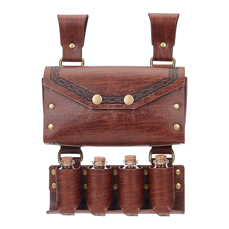 PU Imitation Leather Waist Belt Bag with 4 Cork Glass Bottles AJEW-WH0678-31B-1