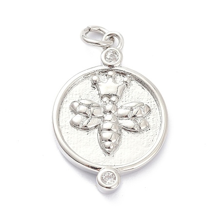 Brass Micro Pave Clear Cubic Zirconia Pendants ZIRC-L091-082P-1