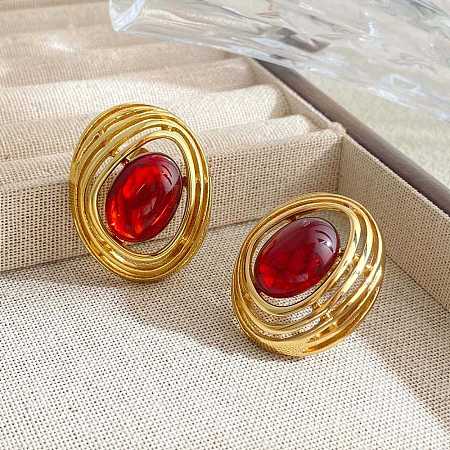 304 Stainless Steel Resin Stud Earrings WGDB989-02-1