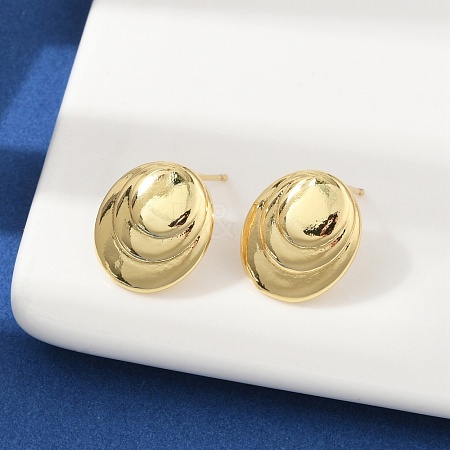 Oval Brass Stud Earrings EJEW-H154-09B-G-1