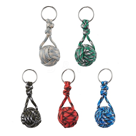 Polyester Braid Ball Stainless Steel Keychains KEYC-JKC01119-1