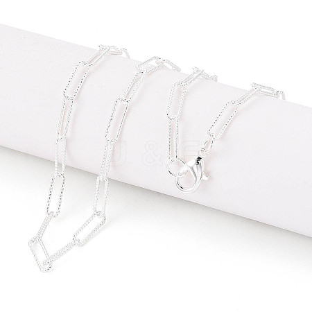 Brass Textured Paperclip Chain Necklace Making MAK-S072-03B-S-1
