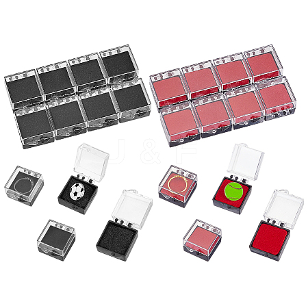 24Pcs 2 Colors Plastic Packing Boxes with Sponge Inside for Brooches CON-HY0001-06-1
