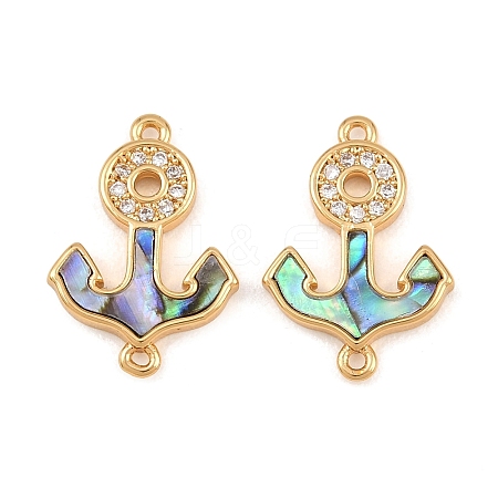 Natural Paua Shell Anchor Link Connector Charms KK-Z140-03G-1