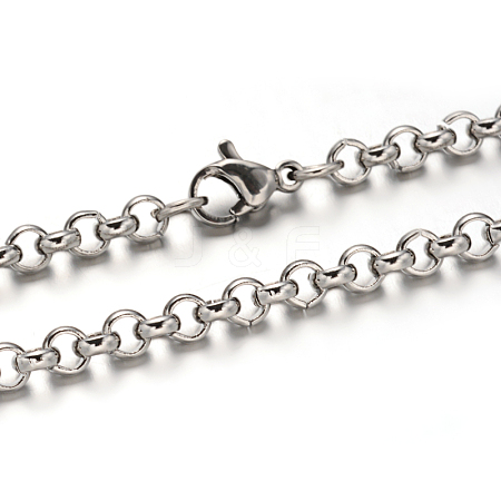 Tarnish Resistant 304 Stainless Steel Rolo Chains Necklaces NJEW-M151-13A-1