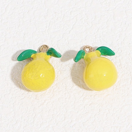Fruit Alloy Enamel Pendants ENAM-P264-02F-G-1