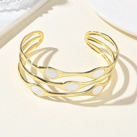 Brass Enamel Multi-strand Cuff Bangles for Women BJEW-A173-01G-02-1