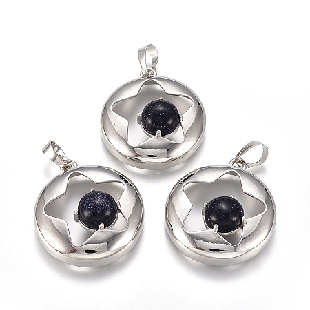 Synthetic Blue Goldstone Pendants G-L512-S08-1