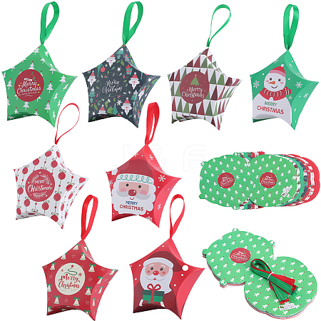 16Pcs 8 Colors Star Shape Christmas Gift Boxes CON-SP0001-01-1