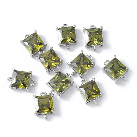 Brass Pave Cubic Zirconia Connector Charms KK-F892-53P-06-1