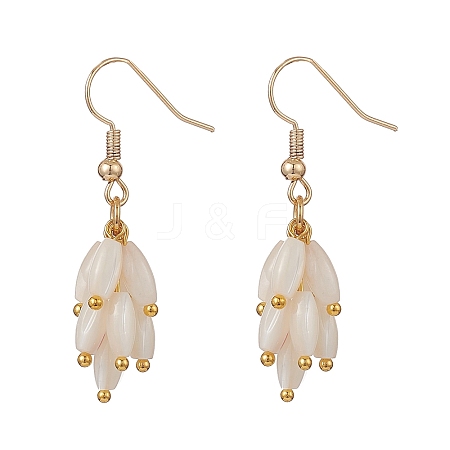 Natural Shell Beads Cluster Dangle Earrings EJEW-JE05220-1