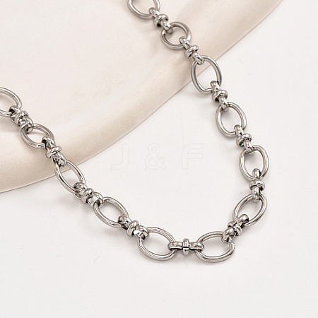 Non-Tarnish Stainless Steel Oval Link Chain Necklacces MF4965-2-1