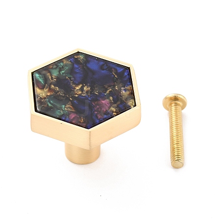 Hexagon with Marble Pattern Brass Box Handles & Knobs LS-DIY-P054-C04-1