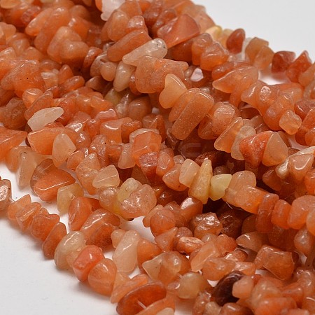 Chip Natural Red Aventurine Beads Strands X-G-N0134-10B-1
