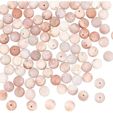 Olycraft 100Pcs Round Natural Sunstone Beads G-OC0001-37-1