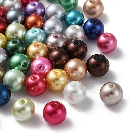 Baking Painted Pearlized Glass Pearl Round Bead Strands HY-Q004-8mm-M-1