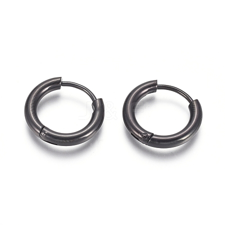 304 Stainless Steel Huggie Hoop Earrings EJEW-F111B-16mm-B-1