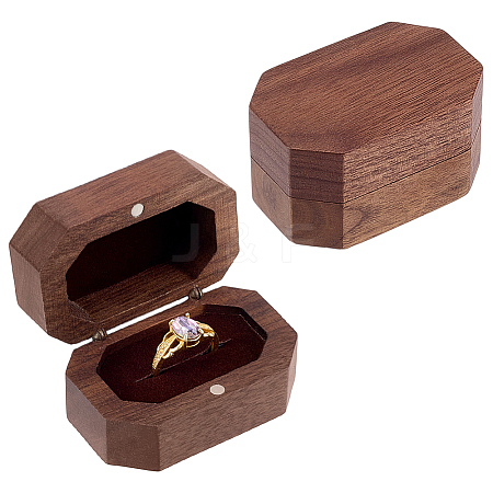 Octagon Wooden Ring Magnetic Boxes CON-WH0107-123C-1