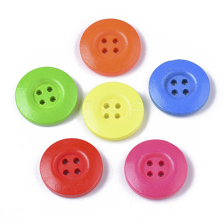 4-Hole Spray Painted Wooden Buttons BUTT-T006-015-1