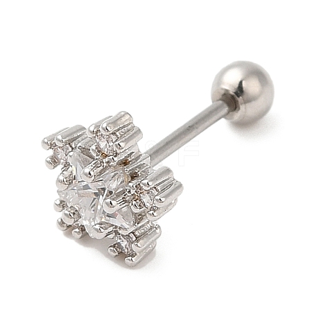 Brass Micro Pave Clear Cubic Zirconia Stud Earrings LS-EJEW-L265-11P-1