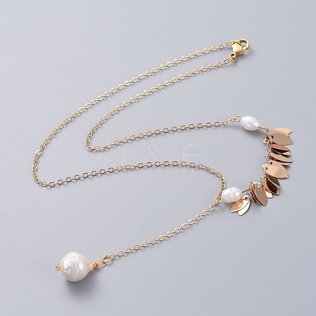 Single Pearl Pendant Necklaces NJEW-JN02710-03-1