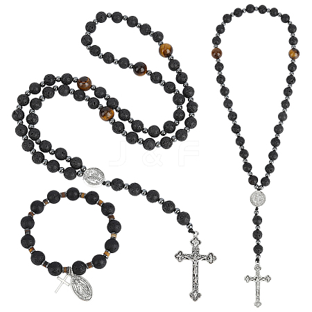 Natural & Synthetic Gemstone Pendant Necklaces & Bracelets & Hanging Ornaments Sets HJEW-UN00142-1
