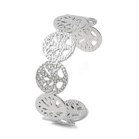 Tree of Life 304 Stainless Steel Cuff Bangles for Women BJEW-B104-21P-1