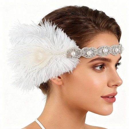 Alloy & Rubber & Rhinestone & Feathers & Seed Glass & Plastic Headbands OHAR-WH20011-15B-1