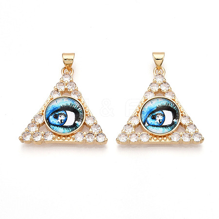 Brass Micro Pave Clear Cubic Zirconia Pendants for Women KK-T070-90A-06-1