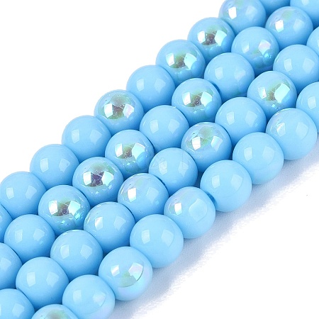 Electroplate Opaque Glass Beads Strands EGLA-Q132-6MM-01C-13-1
