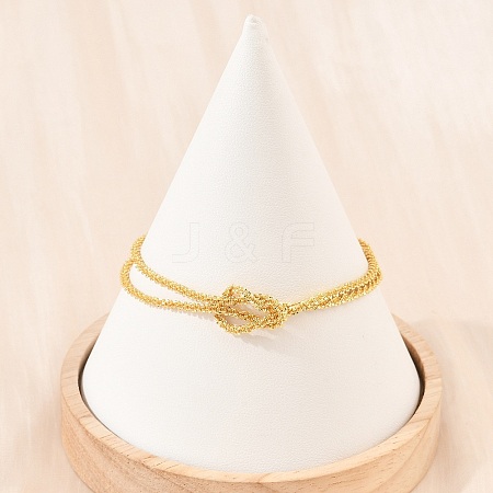Brass Chain Knot 2-Strand Bracelets for Women KK-CBA68DA-17A-G-1