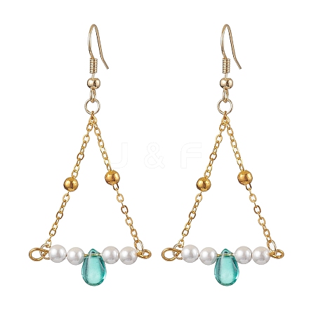 Triangle Iron Chain and Glass Dangle Earrings EJEW-JE05963-02-1