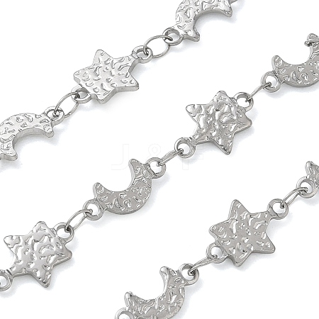 Hammered 304 Stainless Steel Moon & Star Link Chains SA-CBA21A8-01P-01-1