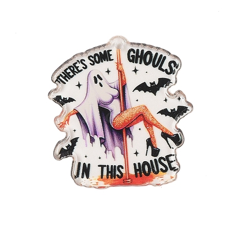 Halloween Theme Opaque Printed Acrylic Pendants SACR-S034-05D-1