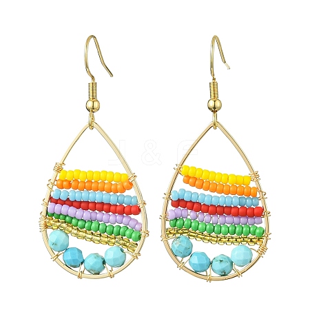 304 Stainless Steel Teardrop Dangle Earrings EJEW-MZ00127-1