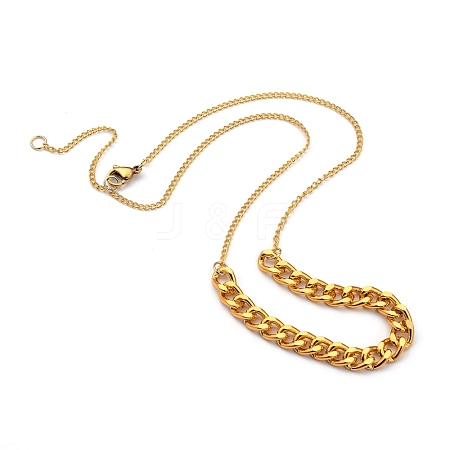 Men's Aluminum & Brass Cuban Link Chain Necklaces NJEW-JN03036-1