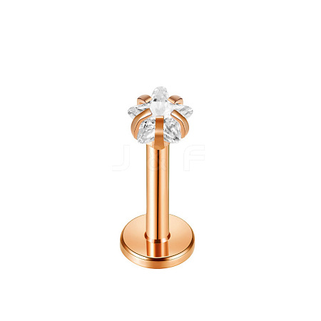 Titanium Steel Clear Cubic Zirconia Threadless Labret Stud WGC142D-16-1