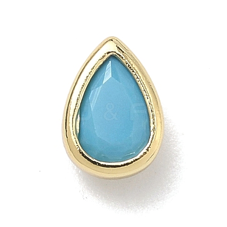 Teardrop Brass Micro Pave Cubic Zirconia Cabochons KK-P345-13G-B08-1