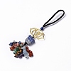 Natural Raw Lapis Lazuli & Mixed Stone Chips Tassel Pendant Decorations HJEW-P014-01G-03-1